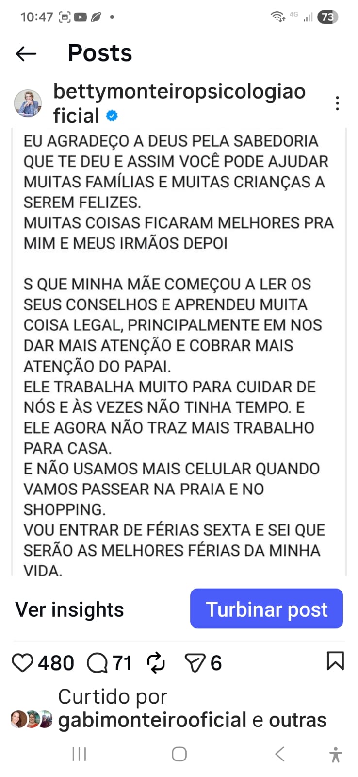 Depoimento de leitora sobre o livro.